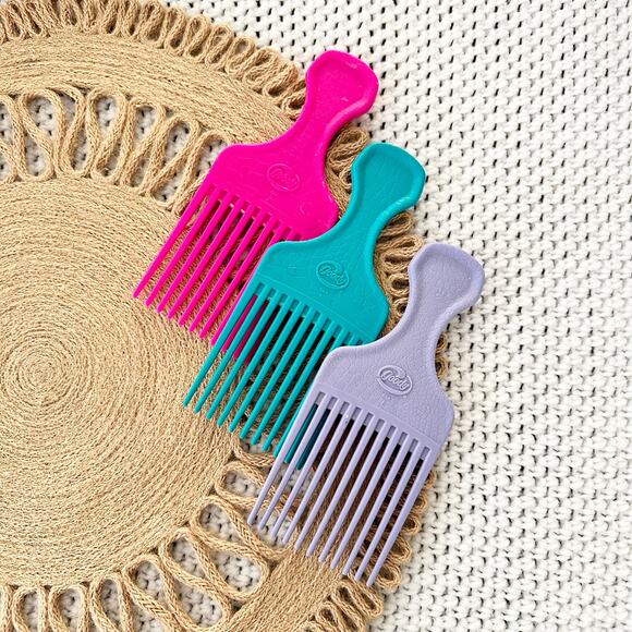 Goody Vintage Bold Colors Pink Teal Purple Reptile Textured Combs 3 Hair Picks main image 7